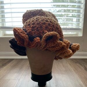 Brown Ombré Crochet Ruffle Hat 🤎